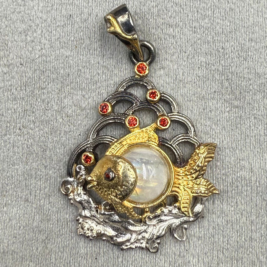 Cubic Zirconia  Fish Locket