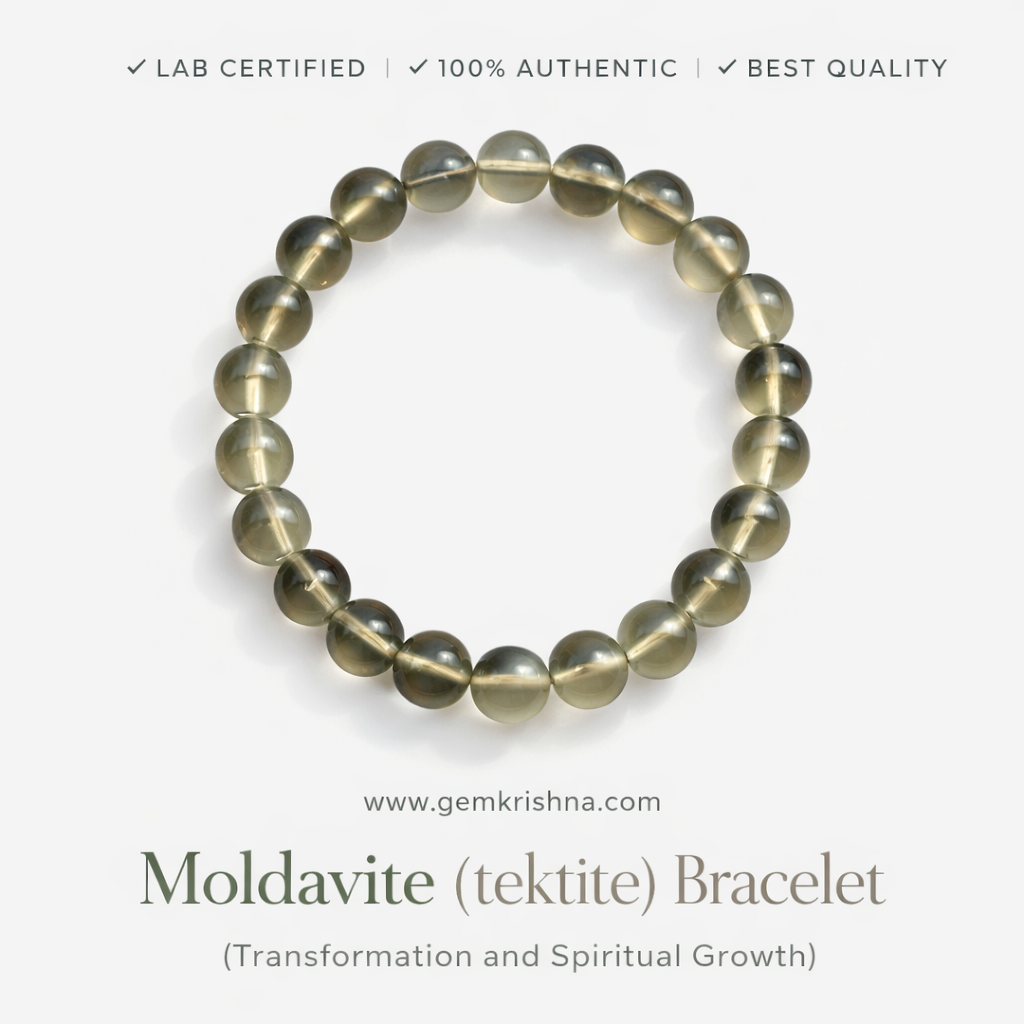 Moldavite (tektite) Bracelet (Transformation and Spiritual Growth) premium GemKrishna product cover
