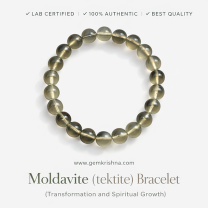 Moldavite (tektite) Bracelet (Transformation and Spiritual Growth) premium GemKrishna product cover