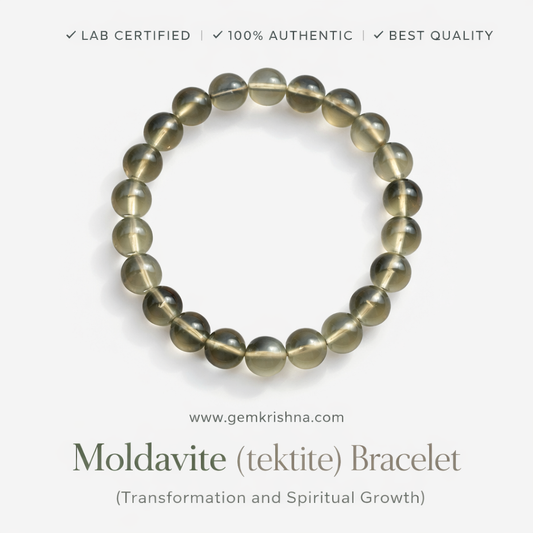 Moldavite (tektite) Bracelet (Transformation and Spiritual Growth) premium GemKrishna product cover