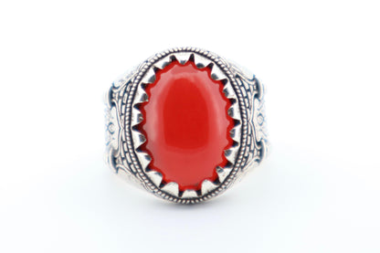 Carnelian Silver Ring Antique Finish (Sterling Silver)