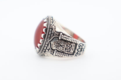 Carnelian Silver Ring Antique Finish (Sterling Silver)