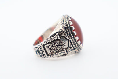Carnelian Silver Ring Antique Finish (Sterling Silver)