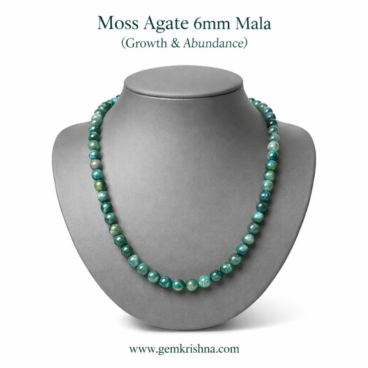Moss Agate 6mm Mala (Growth & Abundance) premium GemKrishna product cover