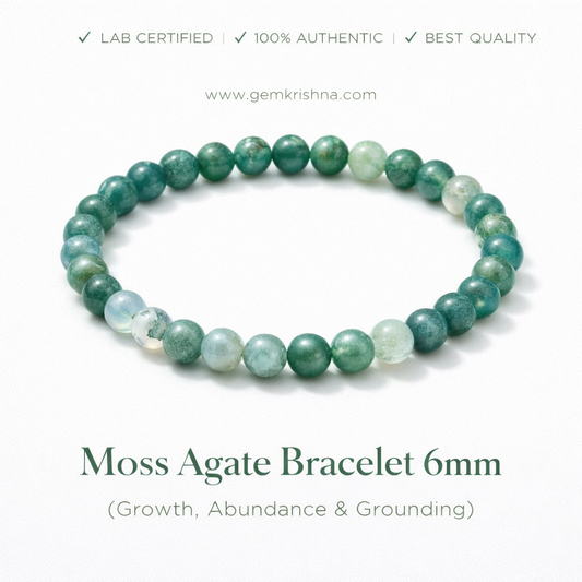 Moss Agate Bracelet 6mm (Growth, Abundance & Grounding) premium GemKrishna product cover