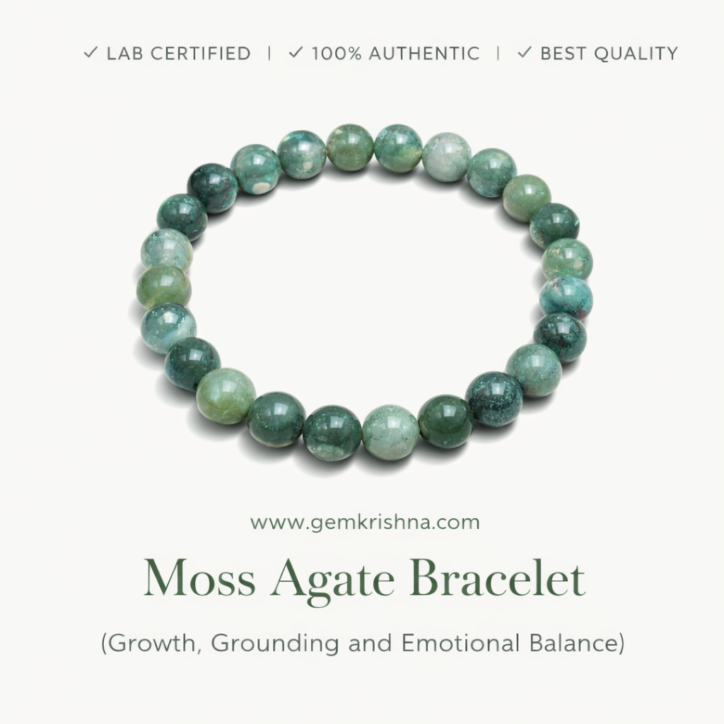 Moss Agate Bracelet (Growth, Grounding and Emotional Balance) premium GemKrishna product cover