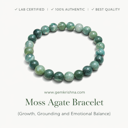 Moss Agate Bracelet (Growth, Grounding and Emotional Balance) premium GemKrishna product cover