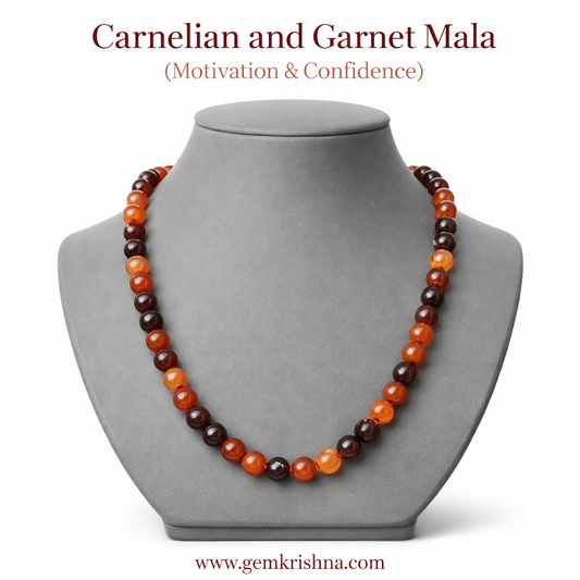 Motivation & Confidence (Carnelian and Garnet Jaap Mala) premium GemKrishna product cover