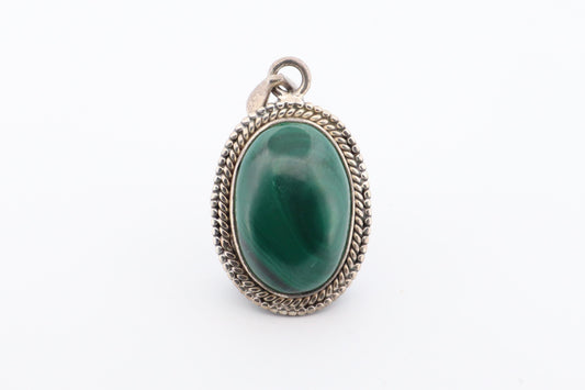 Natural Malachite Silver Locket (8.75gm, Sterling Silver) – For Transformation & Protection