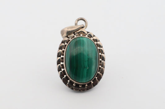 Natural Malachite Silver Locket (8.03gm, Sterling Silver) – For Transformation & Protection