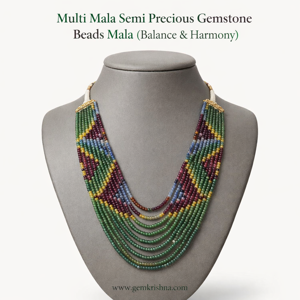 Multi Mala Semi Precious Gemstone Beads Mala 11 Lines 24 Inches | Best Quality premium GemKrishna product cover