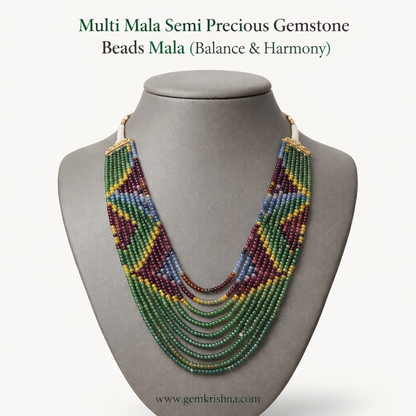 Multi Mala Semi Precious Gemstone Beads Mala 11 Lines 24 Inches | Best Quality premium GemKrishna product cover
