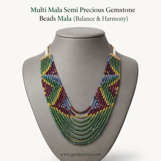 Multi Mala Semi Precious Gemstone Beads Mala 11 Lines 24 Inches | Best Quality premium GemKrishna product cover