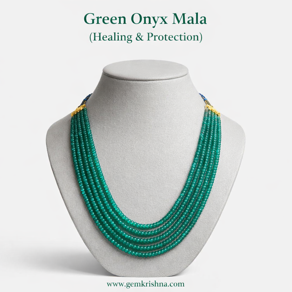 Green Onyx Mala 6 Lines | Semi Precious Gemstone Beads | Best Quality premium GemKrishna product cover