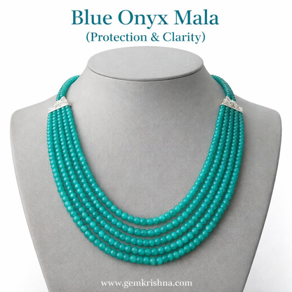 Blue Onyx Mala 6 Lines | Semi Precious Gemstone Beads | Best Quality premium GemKrishna product cover