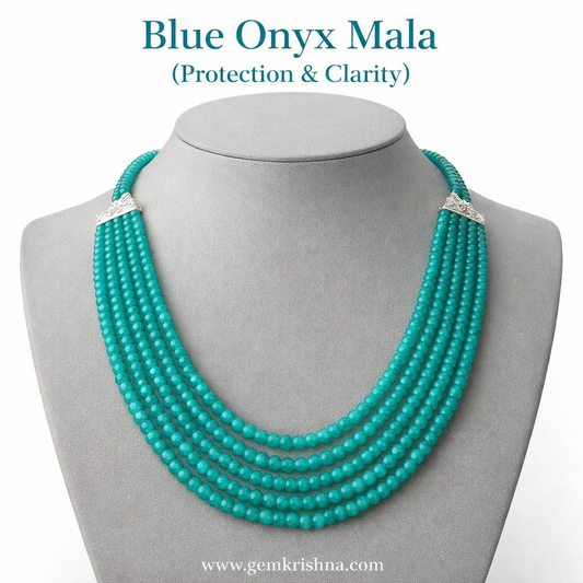 Blue Onyx Mala 6 Lines | Semi Precious Gemstone Beads | Best Quality premium GemKrishna product cover