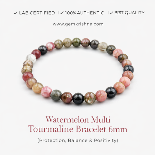Watermelon Multi Tourmaline Bracelet 6mm (Protection, Balance & Positivity) premium GemKrishna product cover