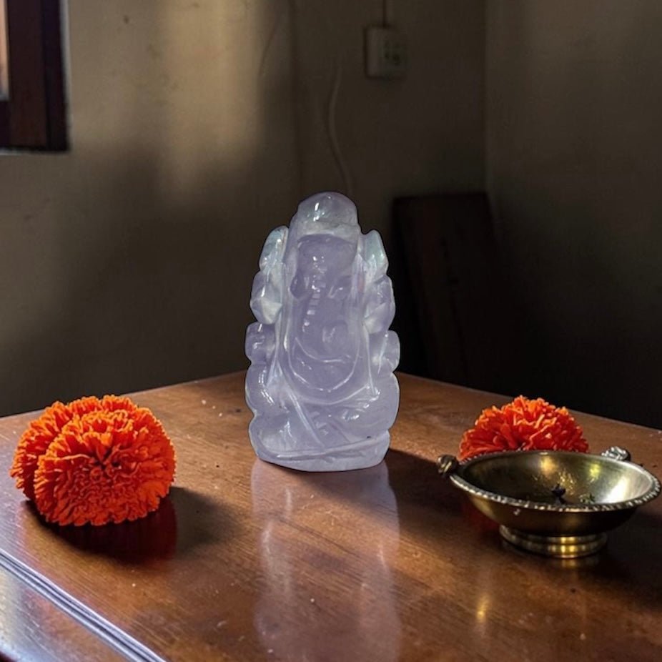 Natural Amethyst Ganesh Ji Carving Figure - GemKrishna