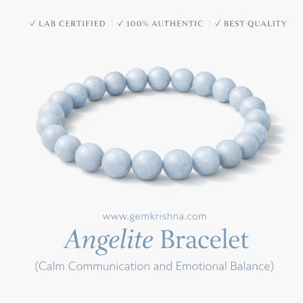 Angelite Bracelet (Calm Communication and Emotional Balance) premium GemKrishna product cover