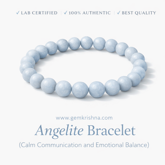 Angelite Bracelet (Calm Communication and Emotional Balance) premium GemKrishna product cover