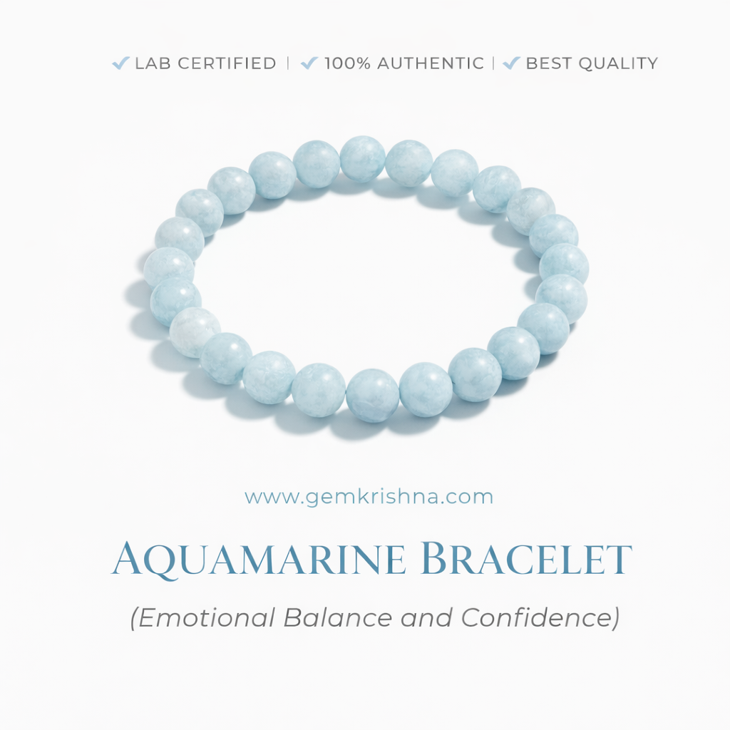 Aquamarine Bracelet (Emotional Balance and Confidence) premium GemKrishna product cover