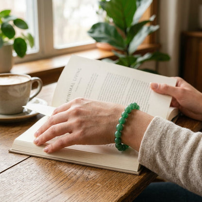Natural Aventurine Bracelet | Round Beads | Certified Original Gemstone Jewelry - GemKrishna