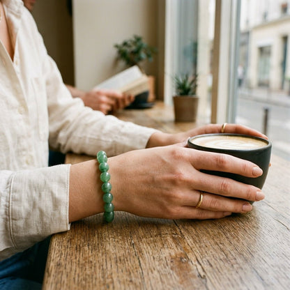 Natural Aventurine Bracelet | Round Beads | Certified Original Gemstone Jewelry - GemKrishna