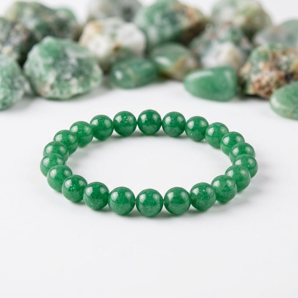 Natural Aventurine Bracelet | Round Beads | Certified Original Gemstone Jewelry - GemKrishna