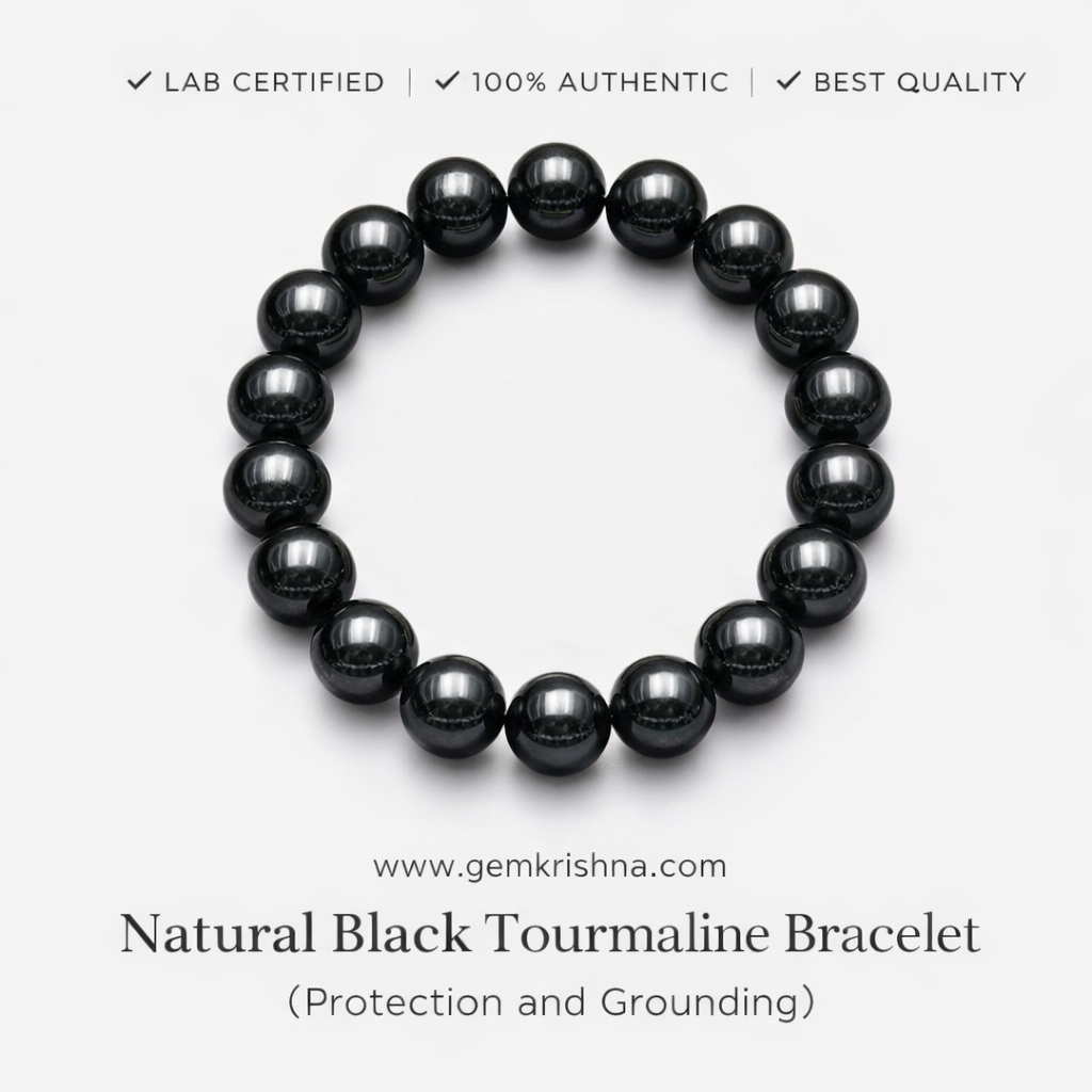 Natural Black Tourmaline Bracelet (Protection and Grounding) premium GemKrishna product cover