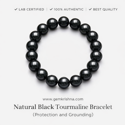 Natural Black Tourmaline Bracelet (Protection and Grounding) premium GemKrishna product cover