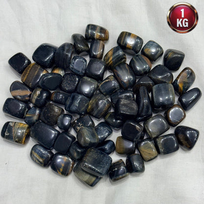 Natural Blue Tiger Eye Tumble (Confidence) - GemKrishna