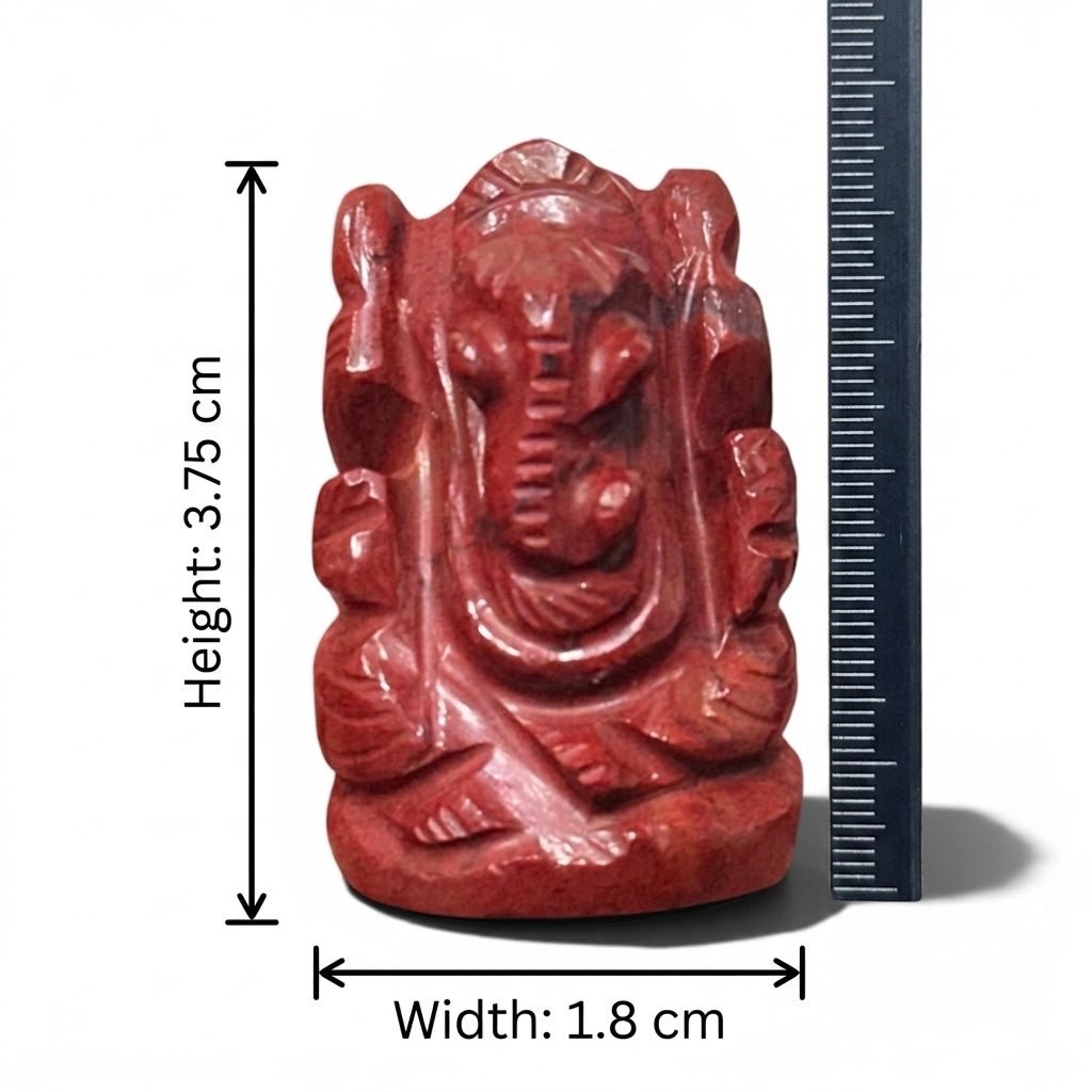 Natural Carnelian Ganesh Ji Carving Figure - GemKrishna