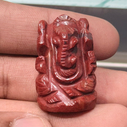 Natural Carnelian Ganesh Ji Carving Figure - GemKrishna