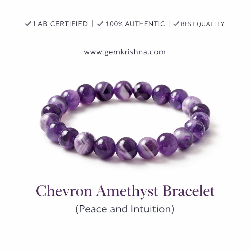 Chevron Amethyst Bracelet (Peace and Intuition) premium GemKrishna product cover