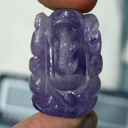 Natural Dark Amethyst Ganesh Ji Carving Figure - GemKrishna