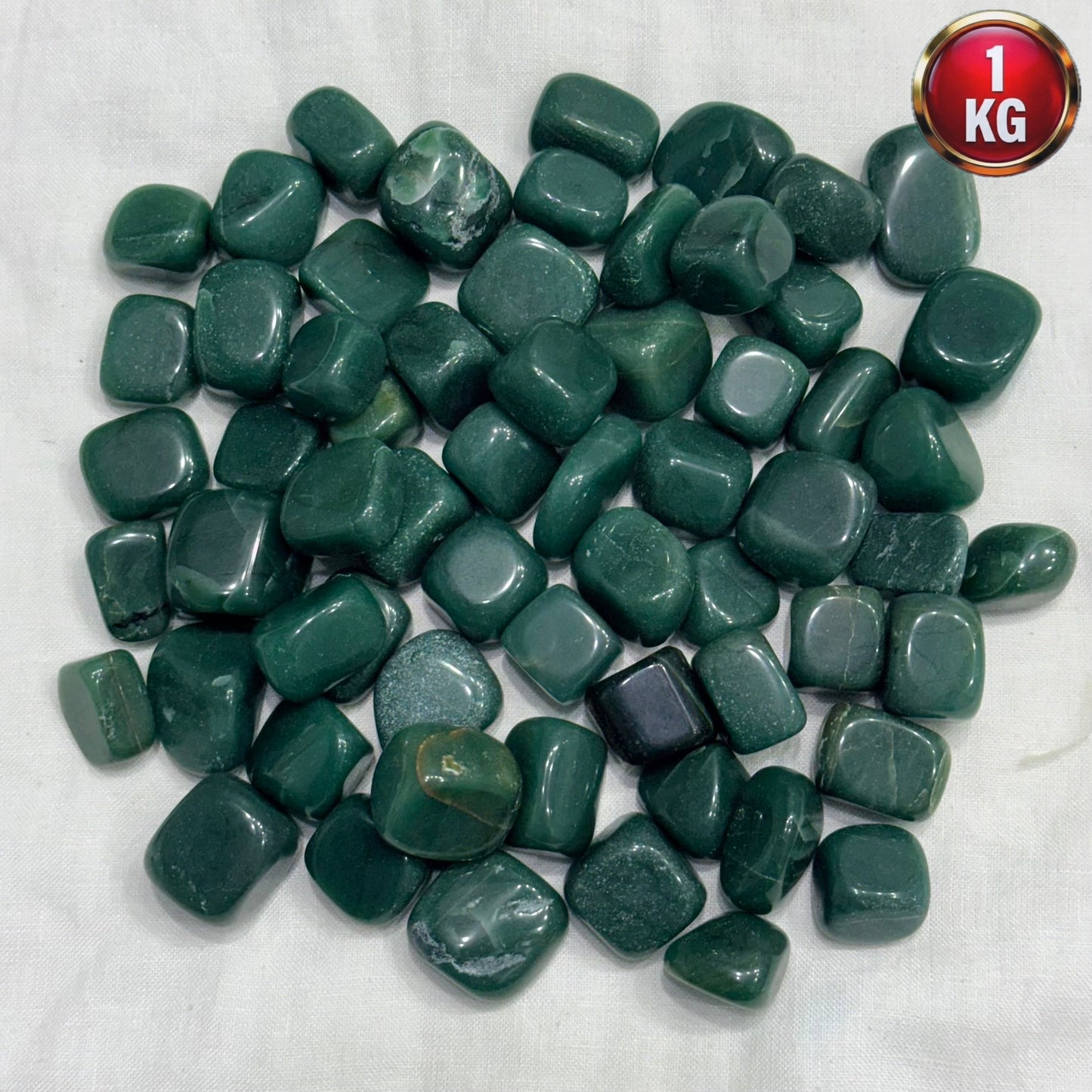 Natural Green Jade Tumble (Emotional balance and prosperity)cv - GemKrishna