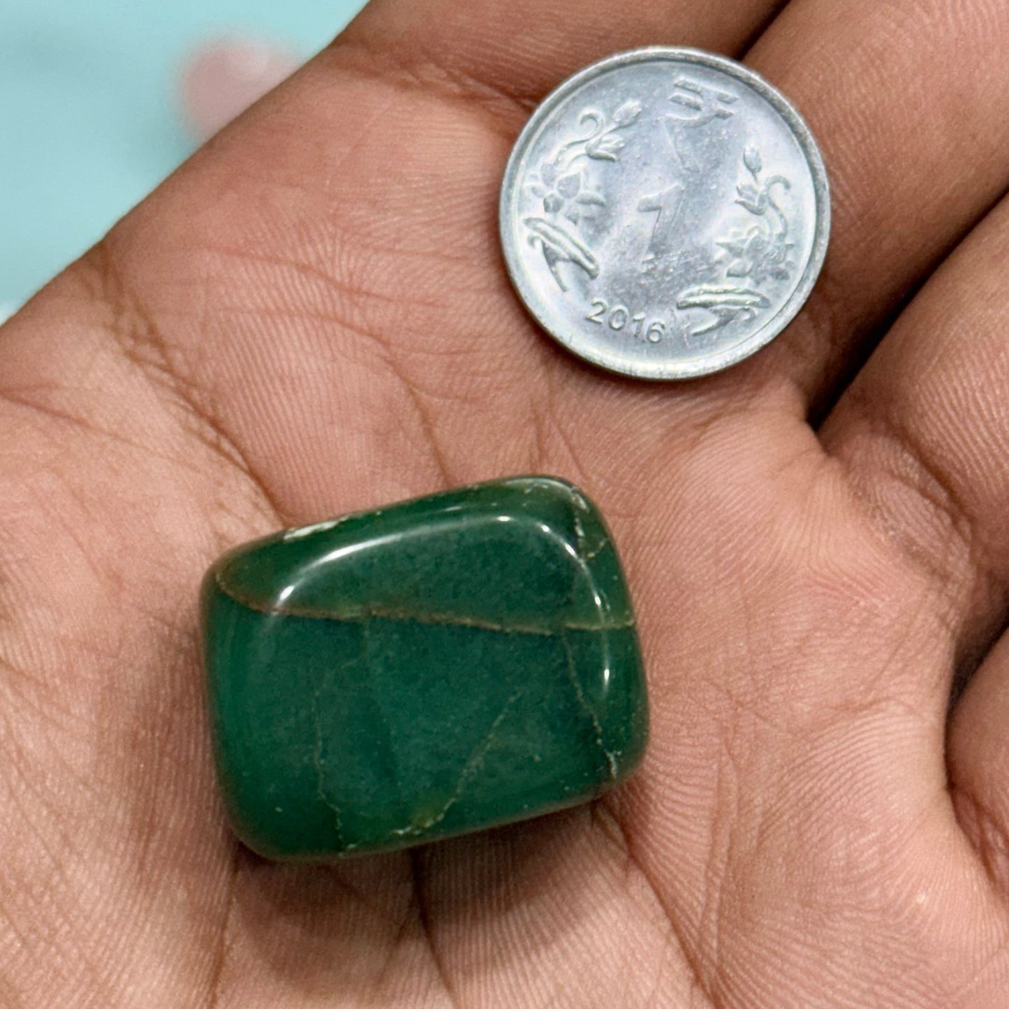 Natural Green Jade Tumble (Emotional balance and prosperity)cv - GemKrishna