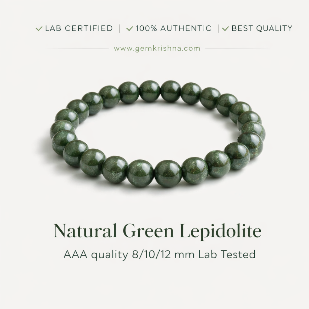 Natural Green Lepidolite AAA quality 8/10/12 mm Lab Tested premium GemKrishna product cover