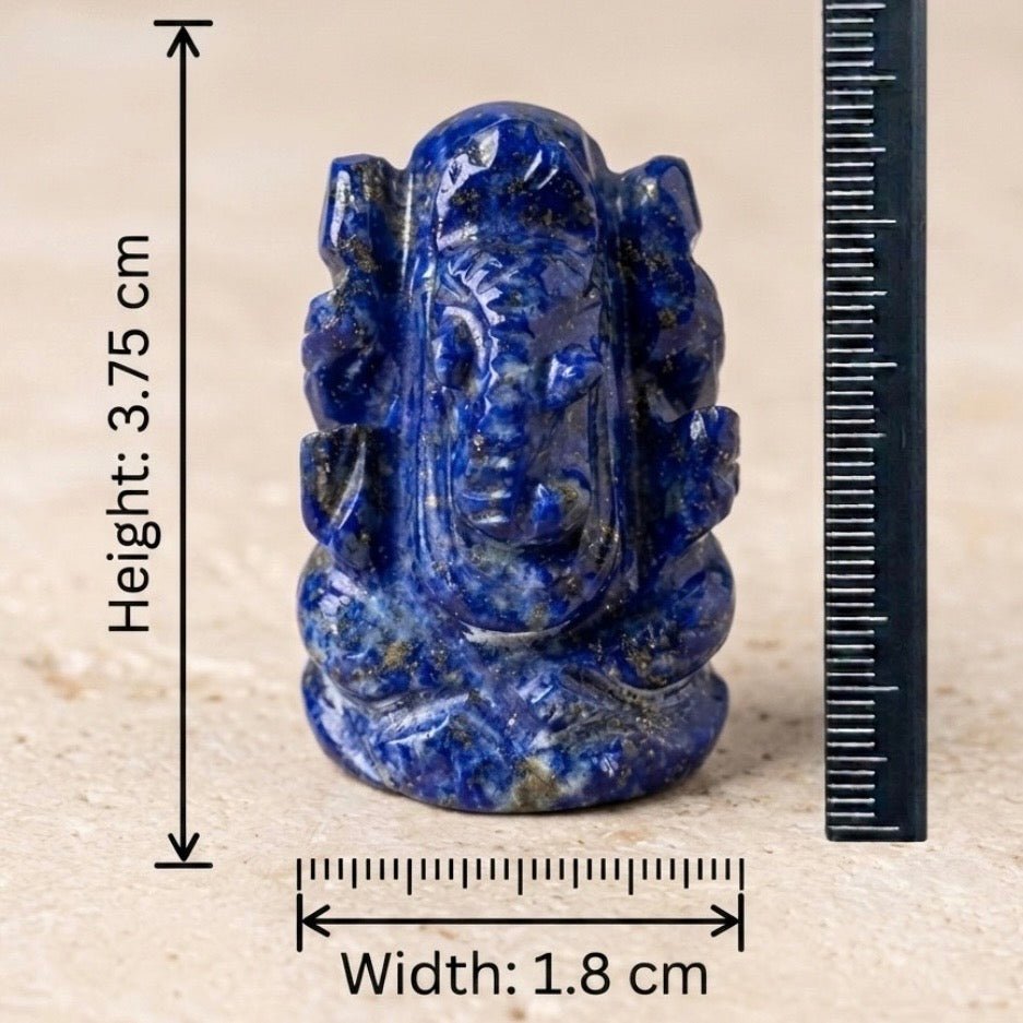 Natural Lapis Lazuli Ganesh Ji Carving Figure (Communication) - GemKrishna