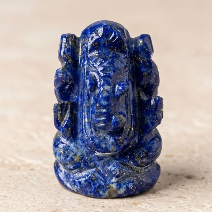 Natural Lapis Lazuli Ganesh Ji Carving Figure (Communication) - GemKrishna
