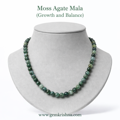 Moss Agate Mala 109 Beads (Growth and Emotional Balance) premium GemKrishna product cover