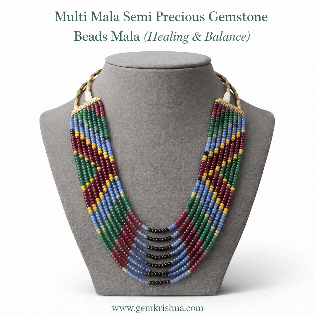 Multi Mala Semi Precious Gemstone Beads Mala 9 Lines | Best Quality premium GemKrishna product cover