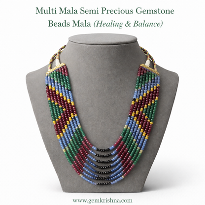 Multi Mala Semi Precious Gemstone Beads Mala 9 Lines | Best Quality premium GemKrishna product cover