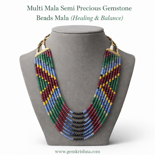 Multi Mala Semi Precious Gemstone Beads Mala 9 Lines | Best Quality premium GemKrishna product cover