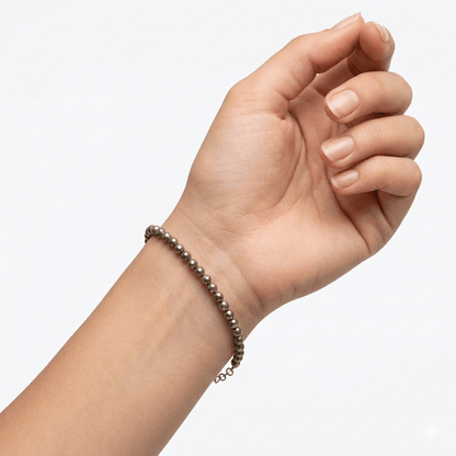 Natural Pyrite Cut stone 4mm bracelet Lab Certified Bracelet - GemKrishna