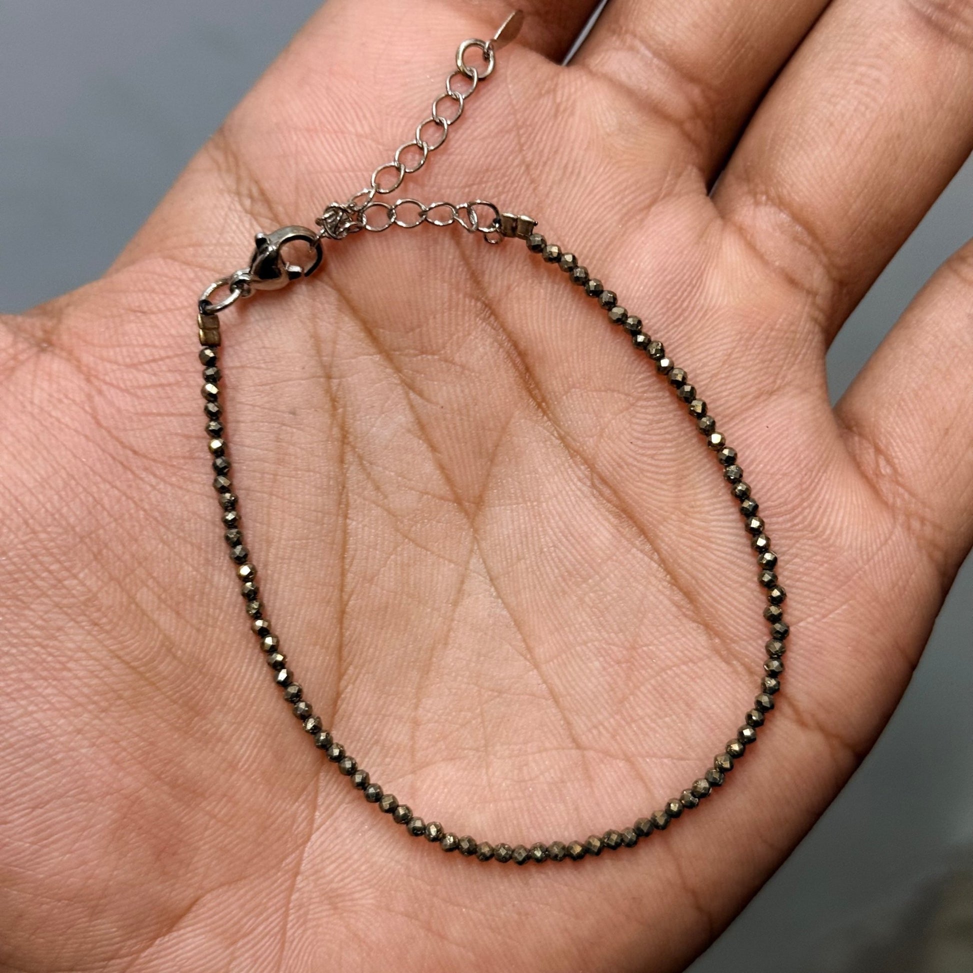 Natural Pyrite Cut stone 4mm bracelet Lab Certified Bracelet - GemKrishna