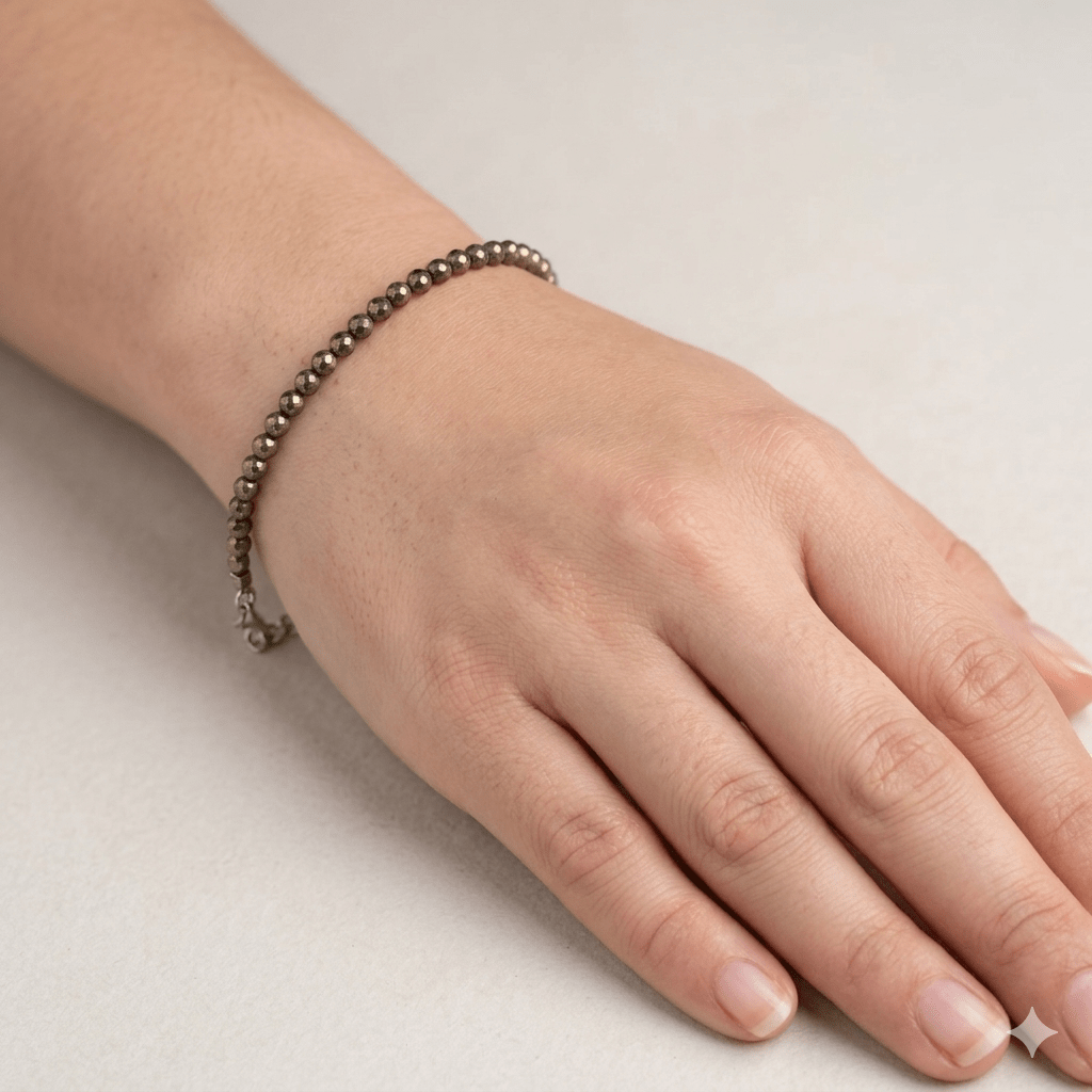 Natural Pyrite Cut stone 4mm bracelet Lab Certified Bracelet - GemKrishna