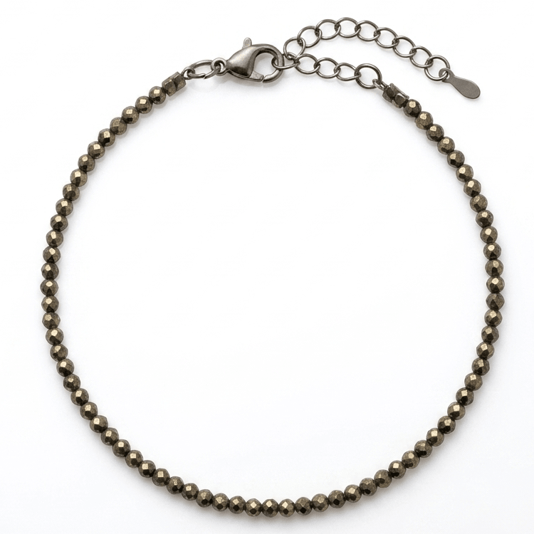 Natural Pyrite Cut stone 4mm bracelet Lab Certified Bracelet - GemKrishna