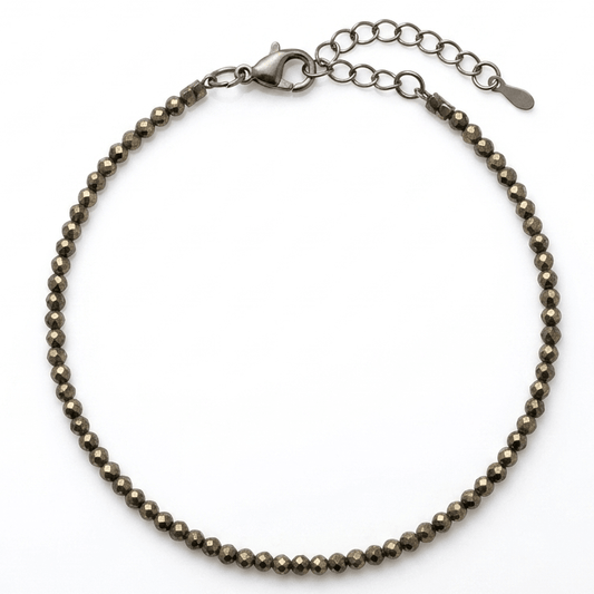 Natural Pyrite Cut stone 4mm bracelet Lab Certified Bracelet - GemKrishna