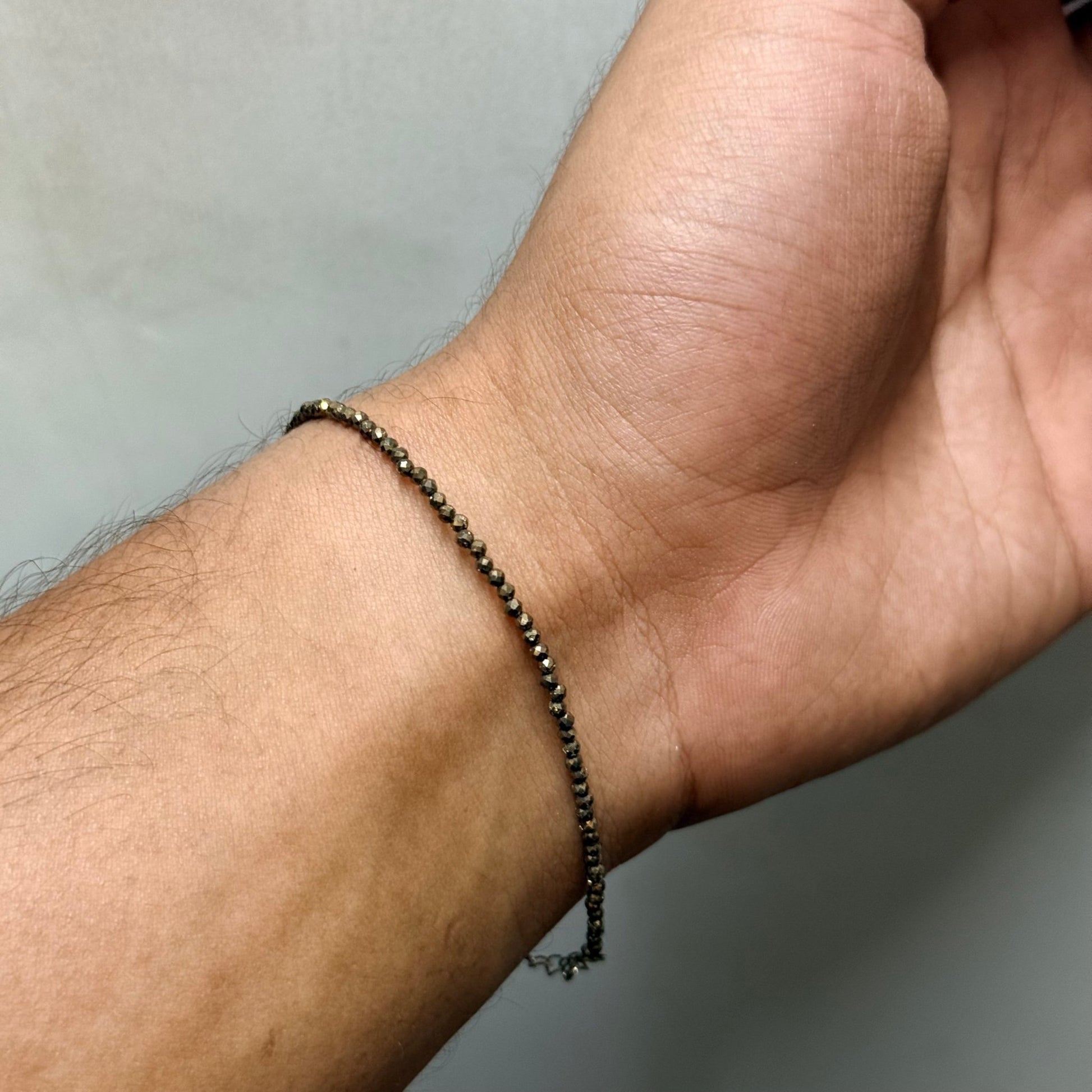 Natural Pyrite Cut stone 4mm bracelet Lab Certified Bracelet - GemKrishna